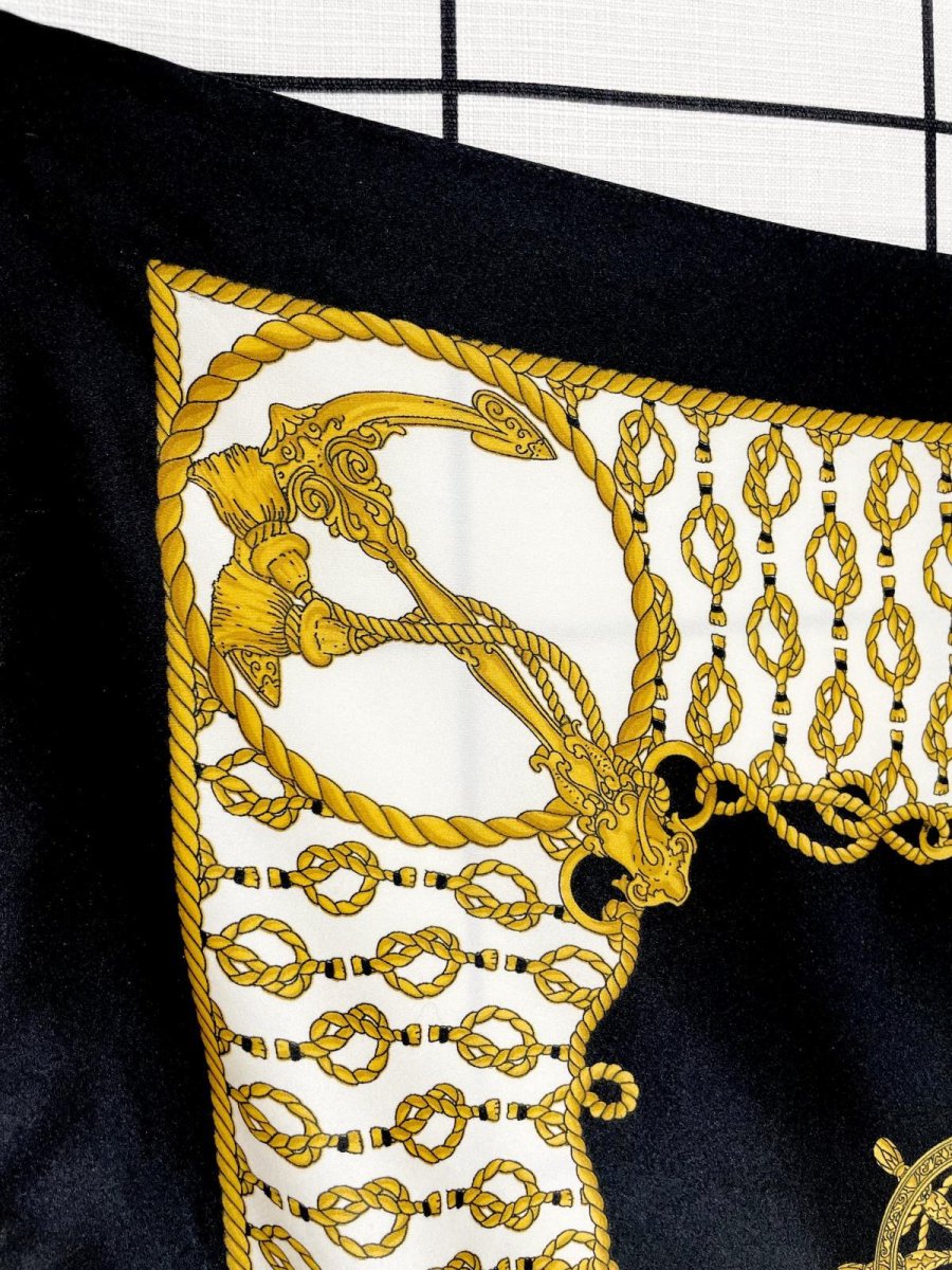 画像2: Italy製 イタリア レトロアンティーク ヴィンテージスカーフ マリン ヨーロッパ (2)