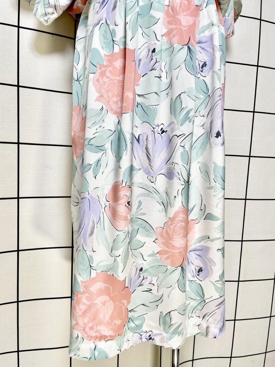 画像8: 花柄 ドルマンスリーブ ウエストゴム レトロ USA古着 ヴィンテージワンピース (8)