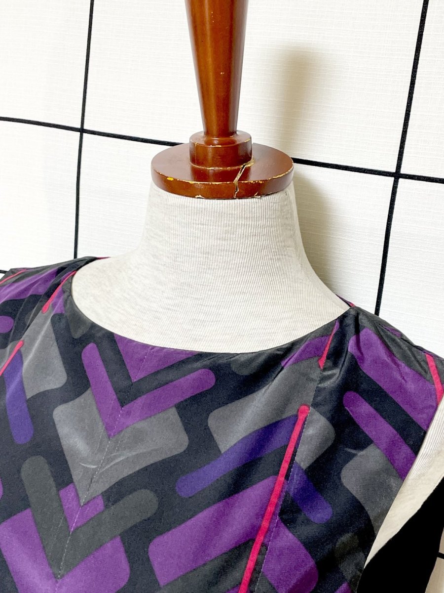 画像5: レトロ柄 USA古着 ノースリーブ ヴィンテージワンピース (5)