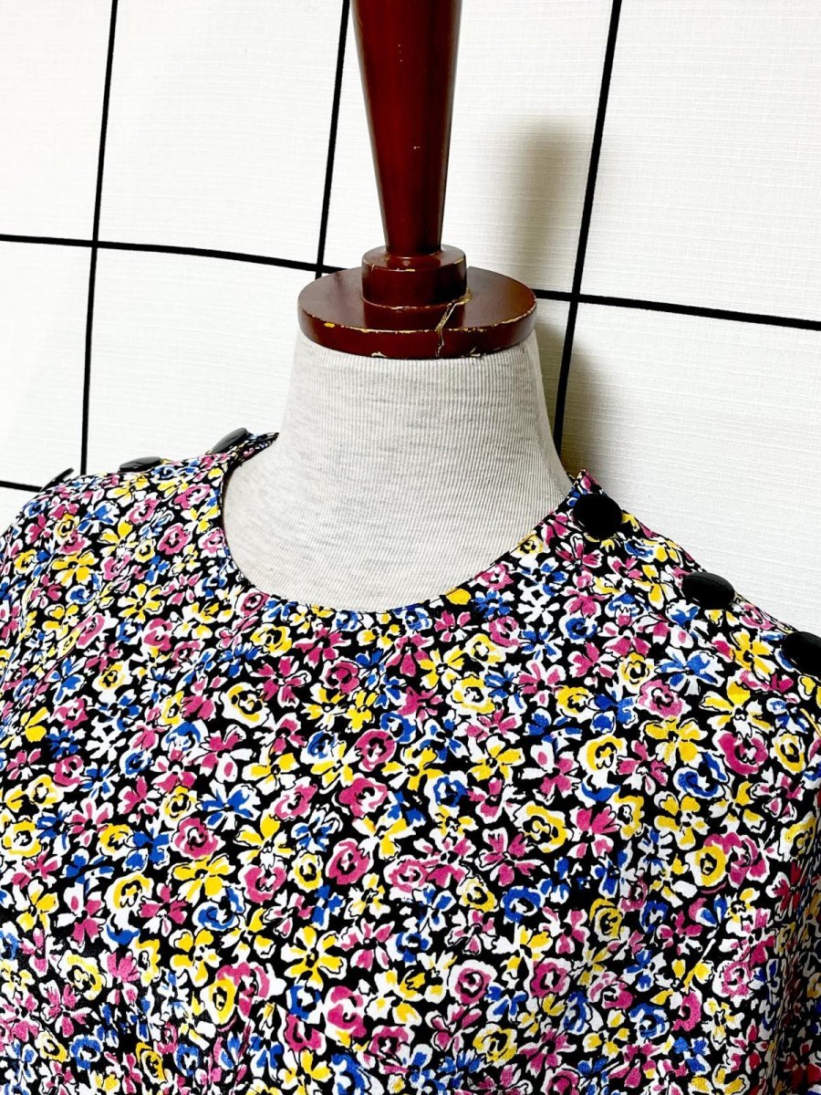 画像3: 花柄 総柄 プルオーバー レトロ USA古着 シャツ ヴィンテージトップス (3)