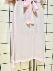 画像9: 花刺繍 リボン フレア袖 ピンク レトロ USA古着 ヴィンテージワンピース (9)