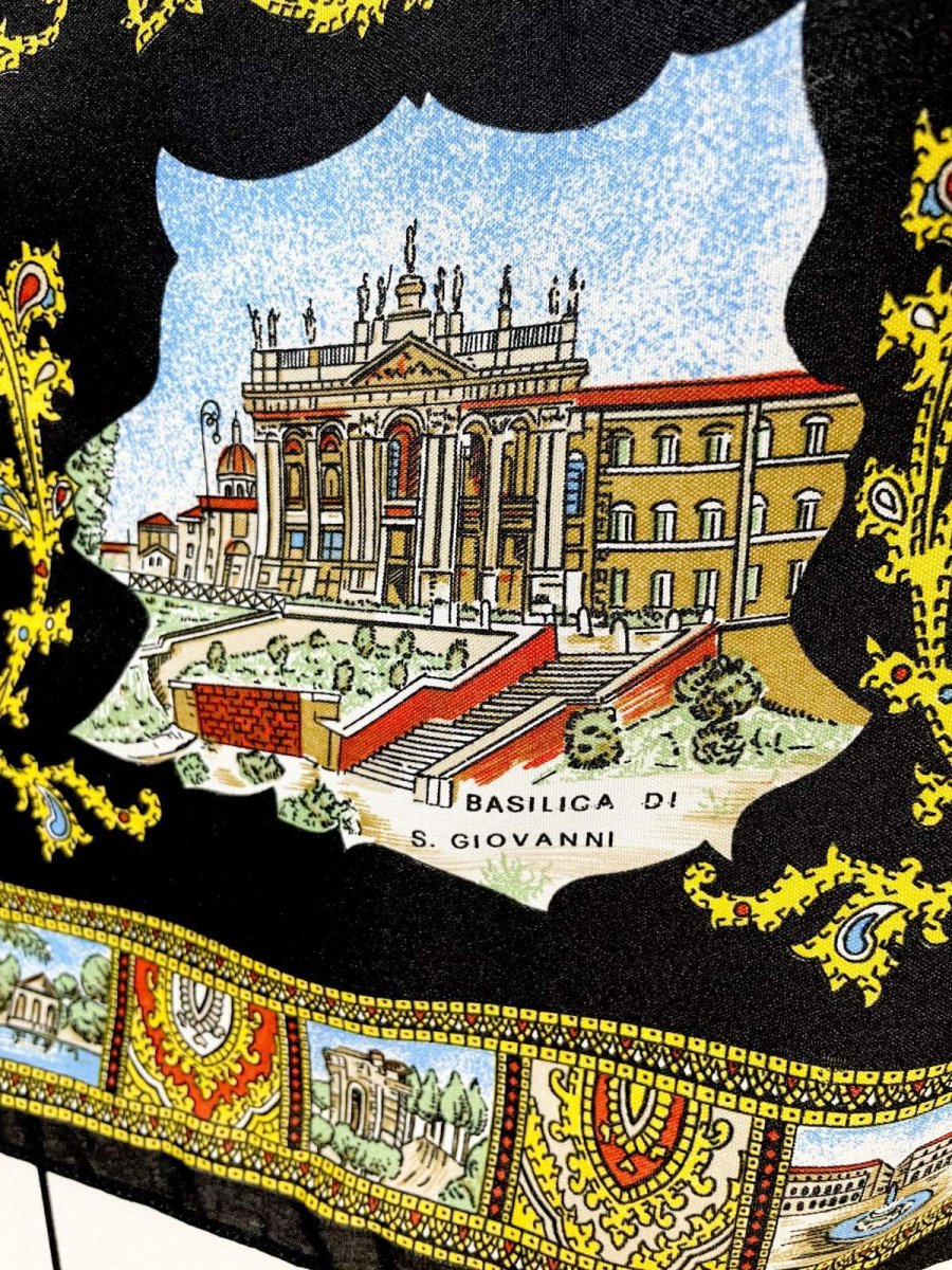 画像4: Italy製 イタリア レトロアンティーク ヴィンテージスカーフ ヨーロッパ (4)