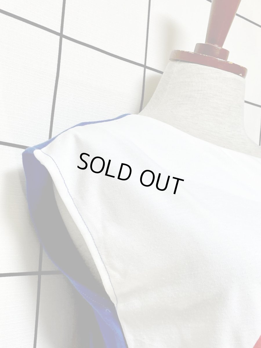 画像7: トリコロール 斜めストライプ ウエストゴム レトロ USA古着 ヴィンテージワンピース (7)