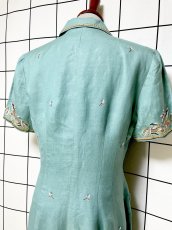 画像3: 花刺繍 前開き 半袖 レトロ USA古着 ヴィンテージワンピース (3)