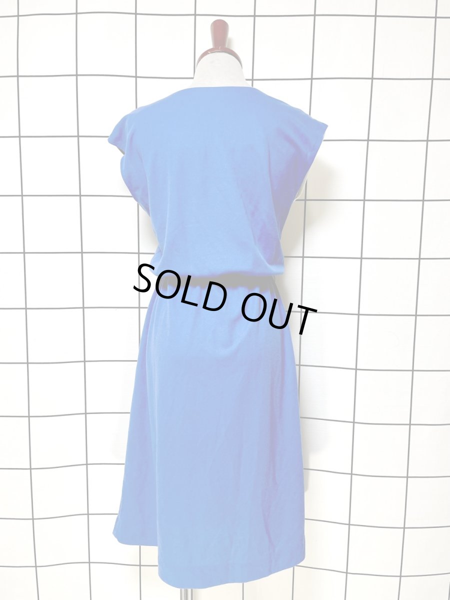 画像3: トリコロール 斜めストライプ ウエストゴム レトロ USA古着 ヴィンテージワンピース (3)