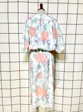 画像2: 花柄 ドルマンスリーブ ウエストゴム レトロ USA古着 ヴィンテージワンピース (2)