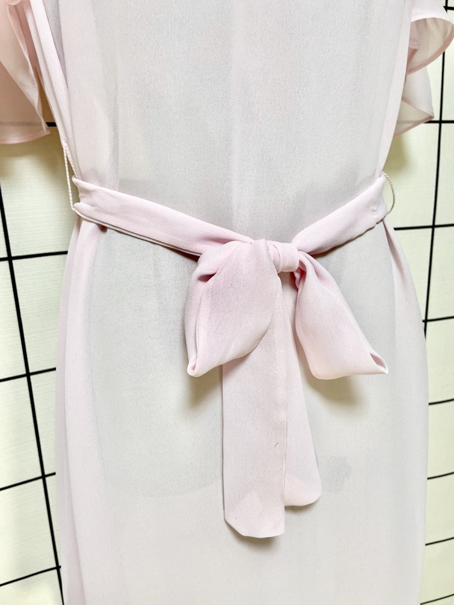 画像8: 花刺繍 リボン フレア袖 ピンク レトロ USA古着 ヴィンテージワンピース (8)