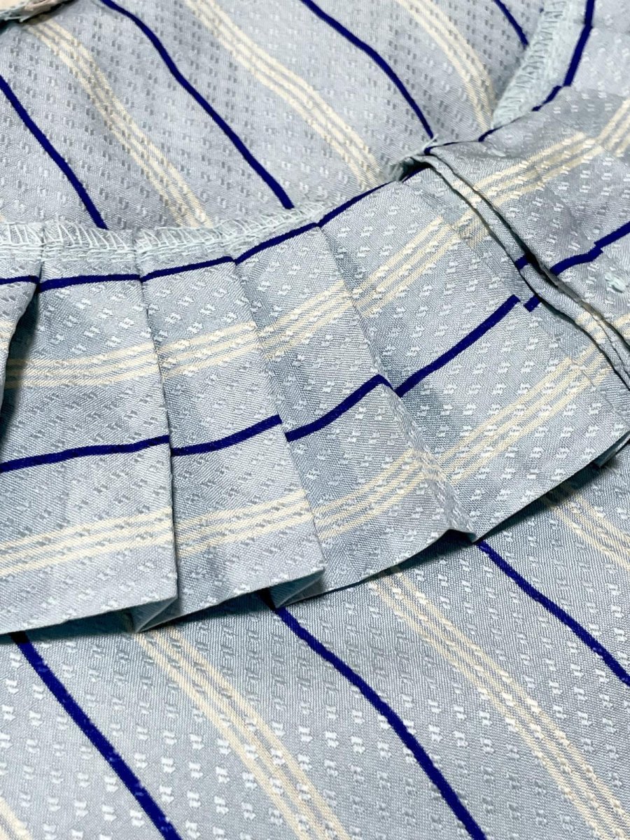 画像10: プリーツ襟 ライトブルー ストライプ シャツ レトロ USA古着 ヴィンテージブラウス (10)