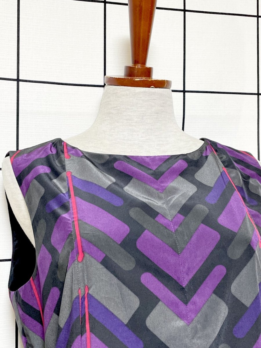 画像6: レトロ柄 USA古着 ノースリーブ ヴィンテージワンピース (6)