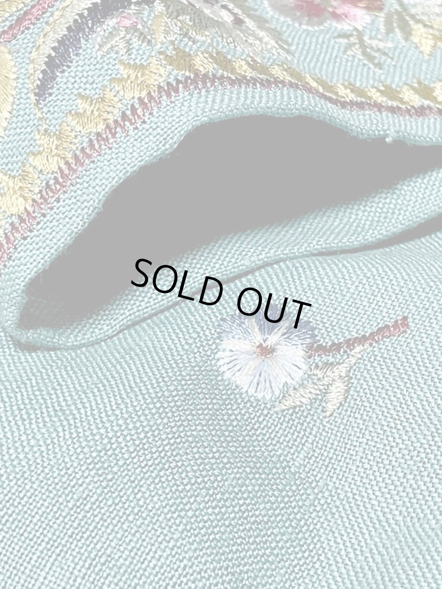 画像15: 花刺繍 前開き 半袖 レトロ USA古着 ヴィンテージワンピース (15)