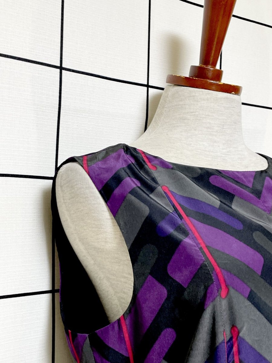 画像7: レトロ柄 USA古着 ノースリーブ ヴィンテージワンピース (7)