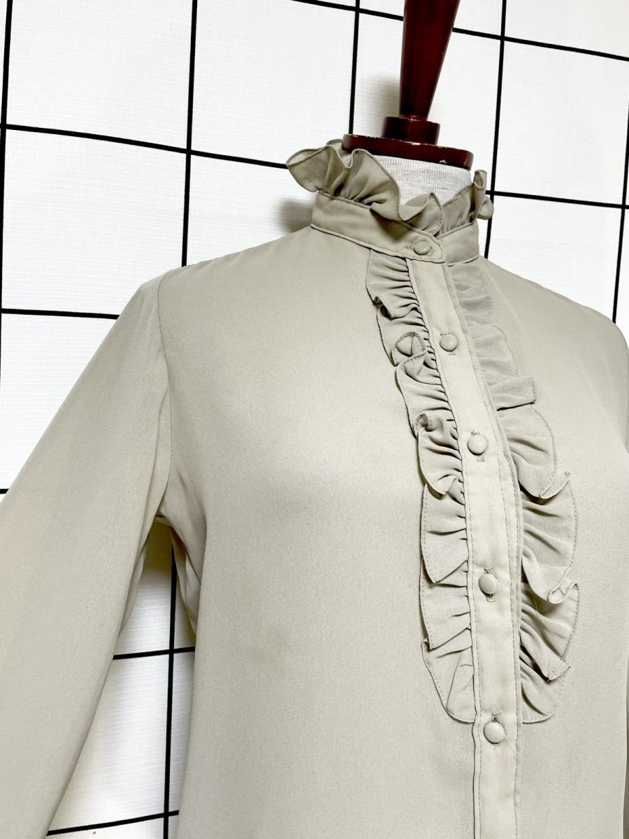 画像6: フリルデザイン シャツ レトロ USA古着 ヴィンテージブラウス (6)