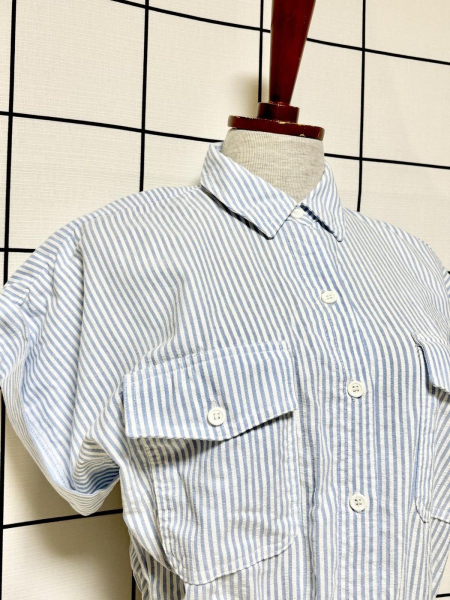 画像5: ベルトセット 爽やかストライプ  前開き レトロ USA古着 ヴィンテージワンピース (5)