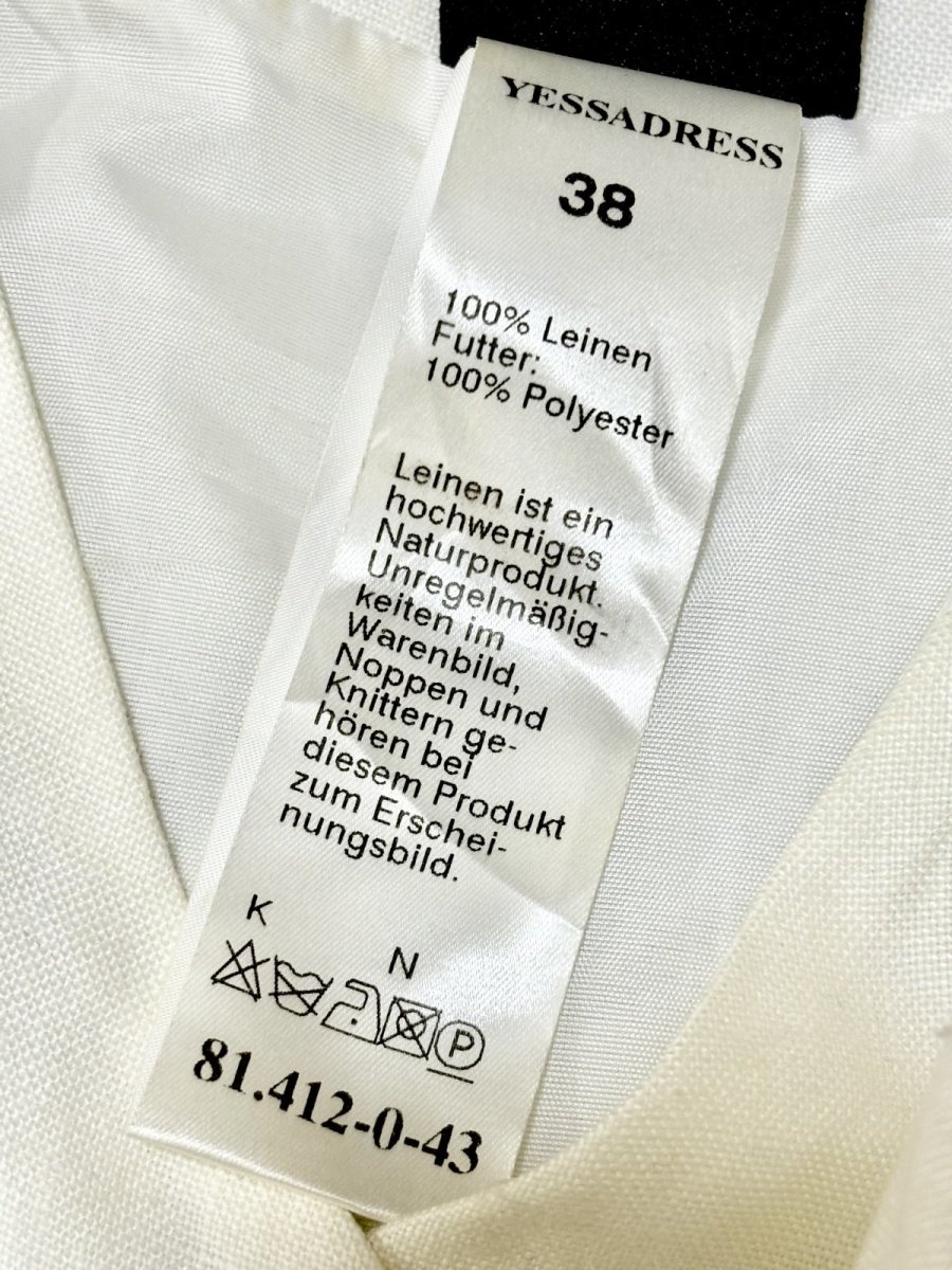 画像15: 西ドイツ製 リネン マルチカラー モノトーン 前開き レトロ ヨーロッパ古着 ヴィンテージワンピース (15)