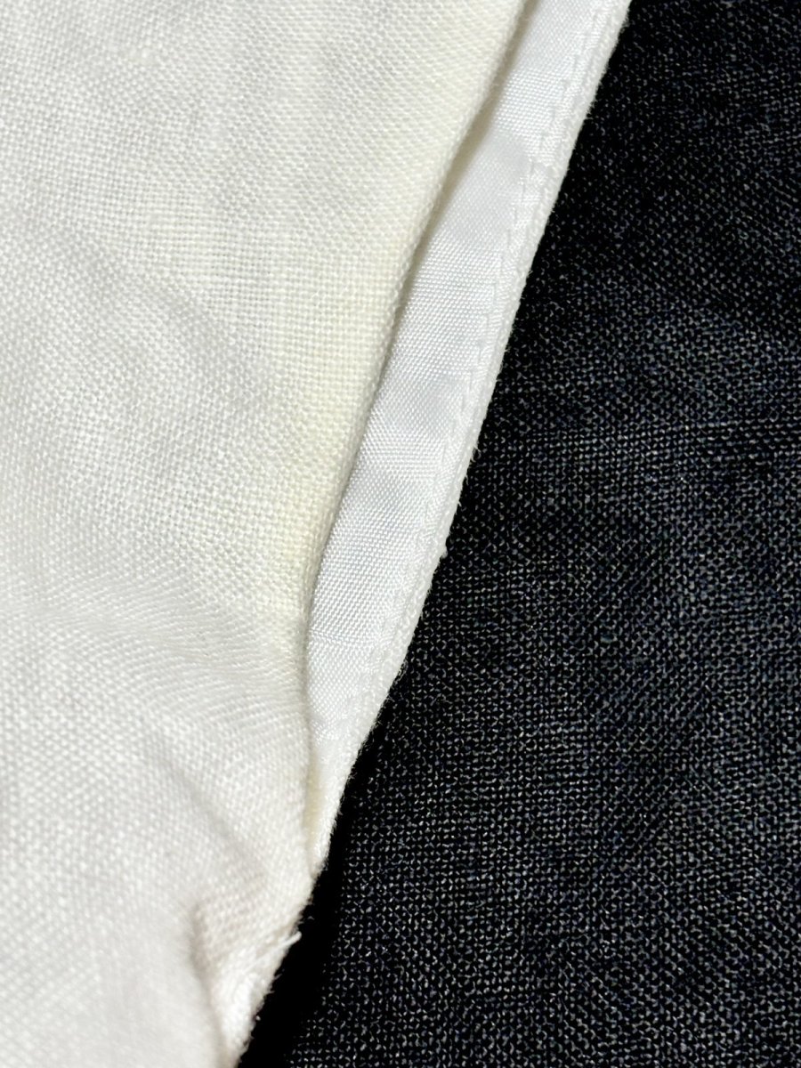 画像18: 西ドイツ製 リネン マルチカラー モノトーン 前開き レトロ ヨーロッパ古着 ヴィンテージワンピース (18)