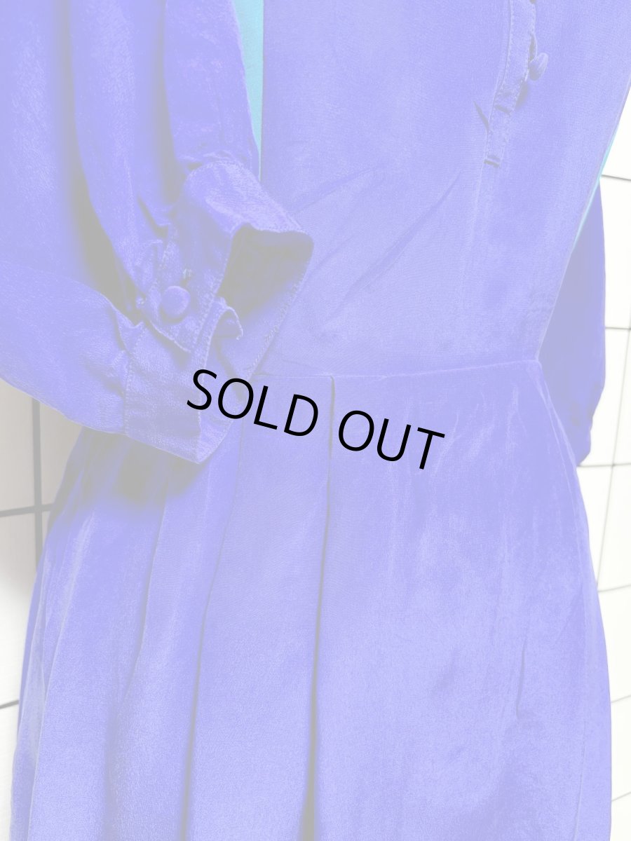 画像7: クレイジーカラー ハイネック ドルマンスリーブ ウエストゴム レトロ USA古着 ヴィンテージワンピース (7)