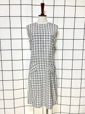 画像1: チェック柄 モノクロ レトロ USA古着 ノースリーブ ヴィンテージワンピース (1)