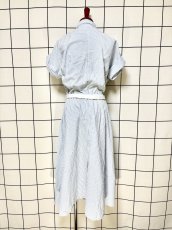 画像2: ベルトセット 爽やかストライプ  前開き レトロ USA古着 ヴィンテージワンピース (2)