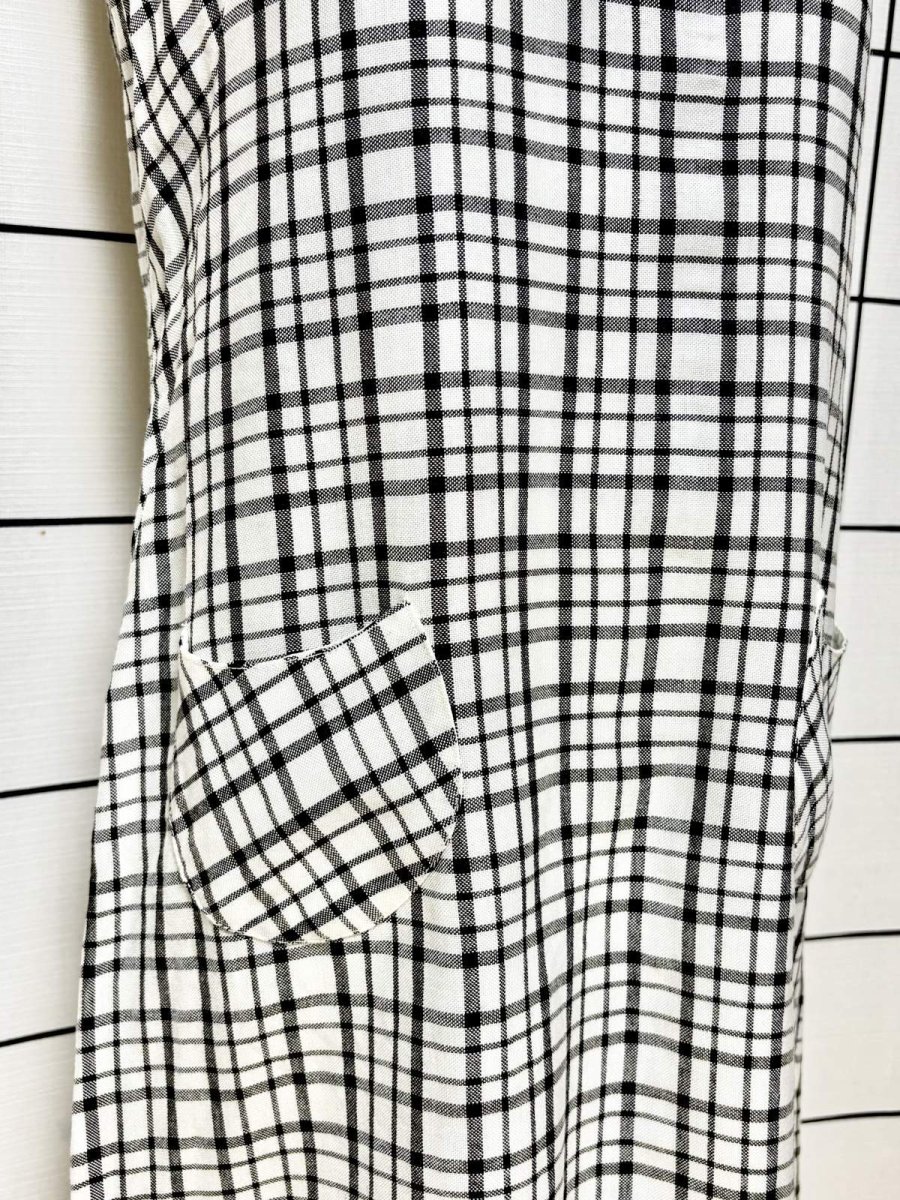 画像8: チェック柄 モノクロ レトロ USA古着 ノースリーブ ヴィンテージワンピース (8)