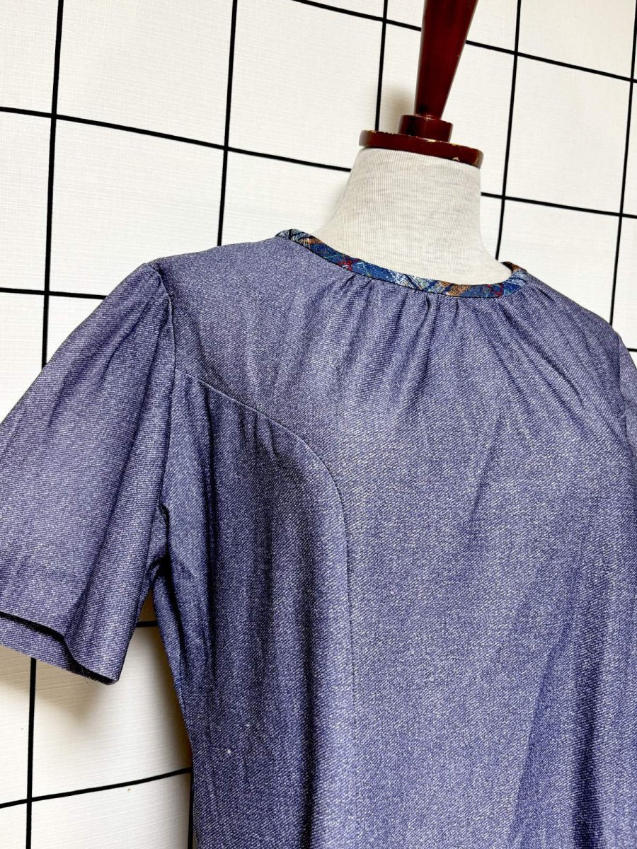 画像6: 首元切り替えし レトロ USA古着 ヴィンテージワンピース (6)