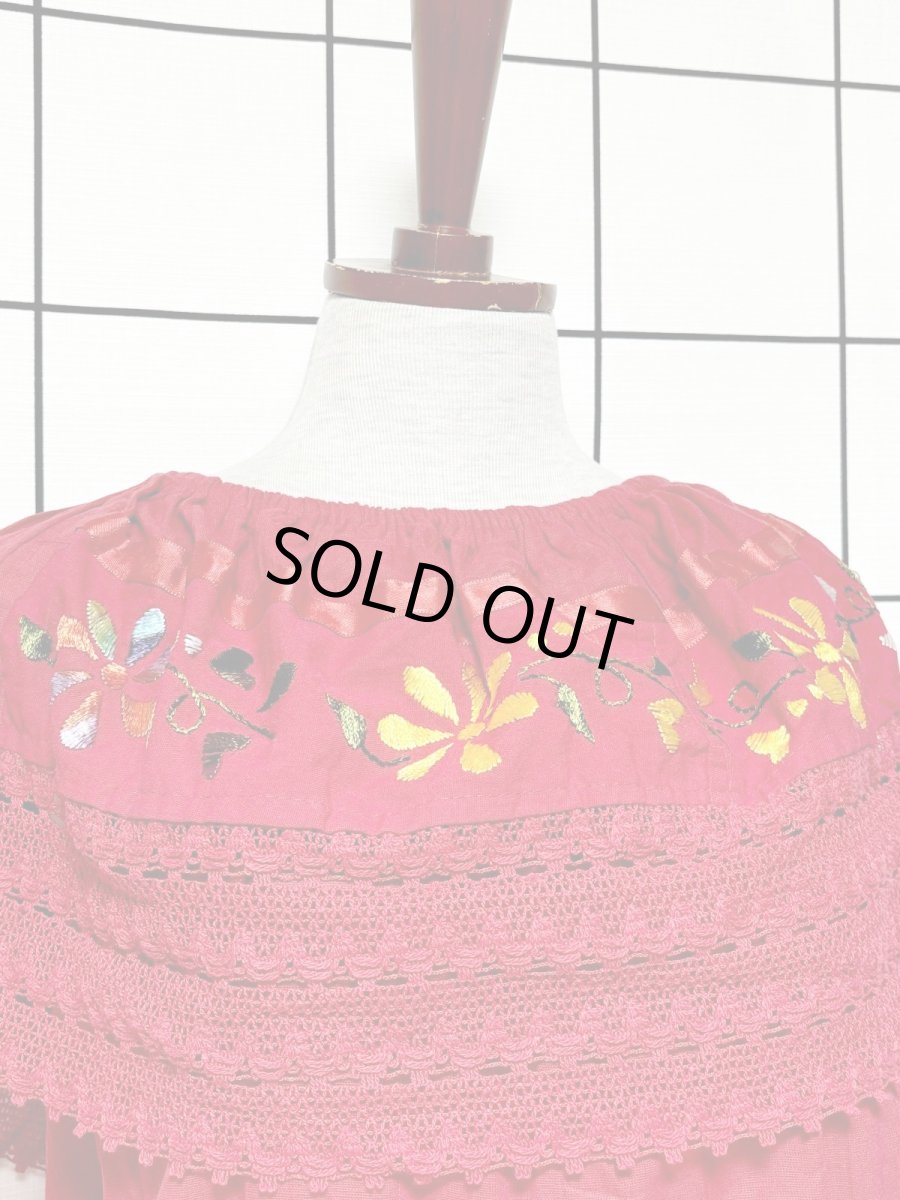 画像5: メキシカン刺繍 レース フォークロア レトロ 古着 メキシコ製 ヴィンテージ刺繍ブラウス (5)