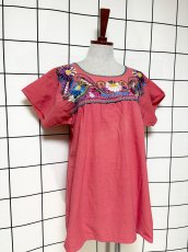 画像4: メキシカンお花刺繍 カラフルステッチ フォークロア レトロ USA古着 ヴィンテージ刺繍トップス (4)
