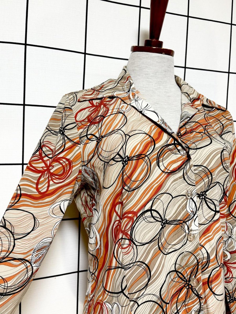 画像6: カナダ製 CANADA 花柄 レトロ 古着 長袖 シャツ ヴィンテージブラウス (6)