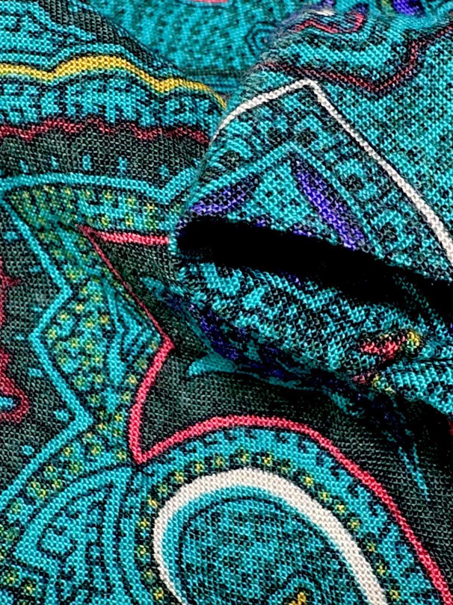 画像9: ペイズリー グリーン ウエストゴム レトロ USA古着 ヴィンテージスカート (9)