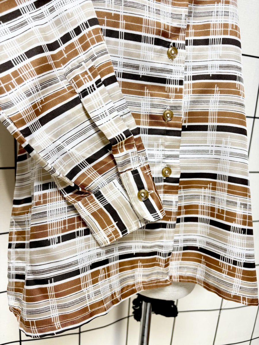 画像5: フランス製 ボーダー レトロ ヨーロッパ古着 シャツ ヴィンテージブラウス (5)