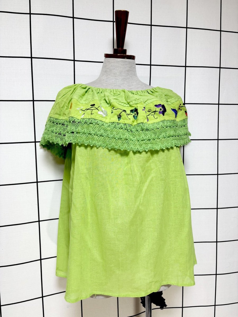 画像3: メキシカン刺繍 レース フォークロア レトロ 古着 ヴィンテージ刺繍ブラウス (3)