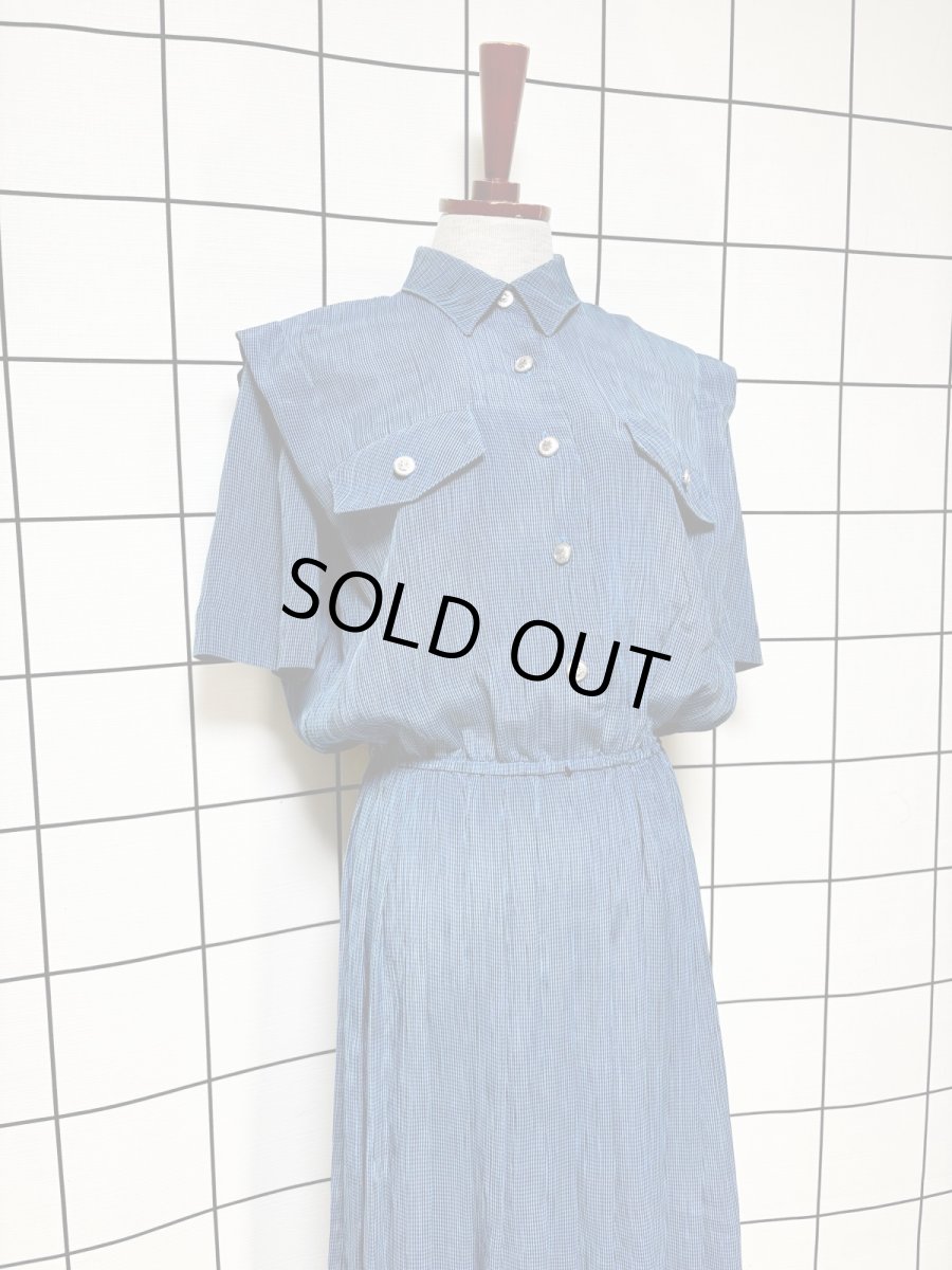 画像3: プリーツ切り替え チェック柄 ウエストゴム レトロ Guatemala 古着 ヴィンテージワンピース (3)