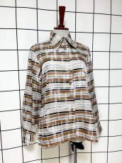 画像3: フランス製 ボーダー レトロ ヨーロッパ古着 シャツ ヴィンテージブラウス (3)