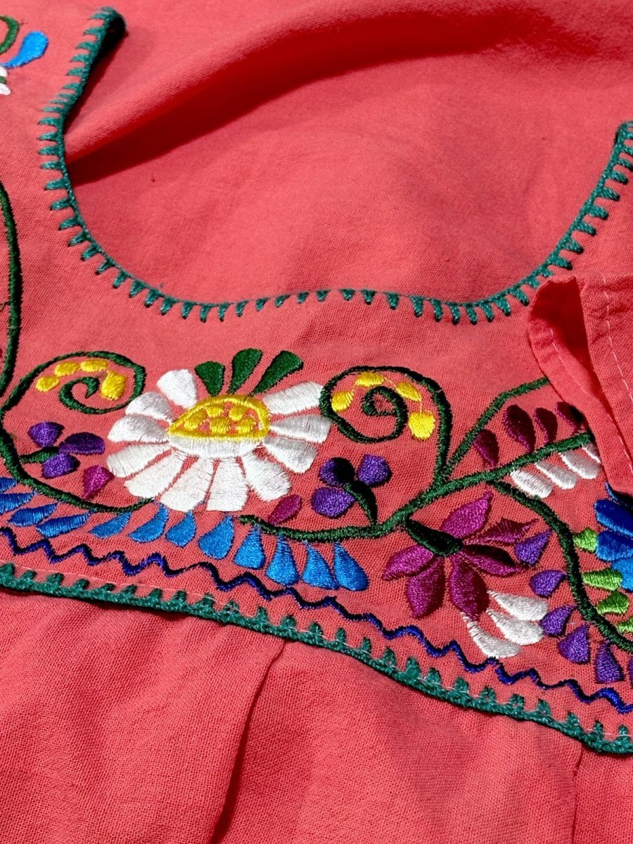 画像8: メキシカンお花刺繍 カラフルステッチ フォークロア レトロ USA古着 ヴィンテージ刺繍トップス (8)