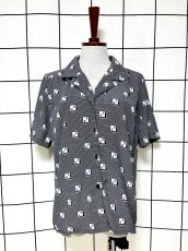 画像1: スクエア モノトーン レトロ USA古着 ヴィンテージブラウス (1)