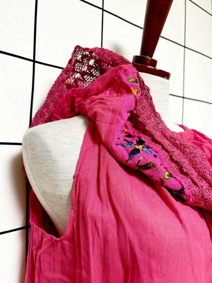 画像6: メキシカン刺繍 レース フォークロア レトロ 古着 メキシコ製 ヴィンテージ刺繍ブラウス (6)