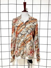 画像1: カナダ製 CANADA 花柄 レトロ 古着 長袖 シャツ ヴィンテージブラウス (1)
