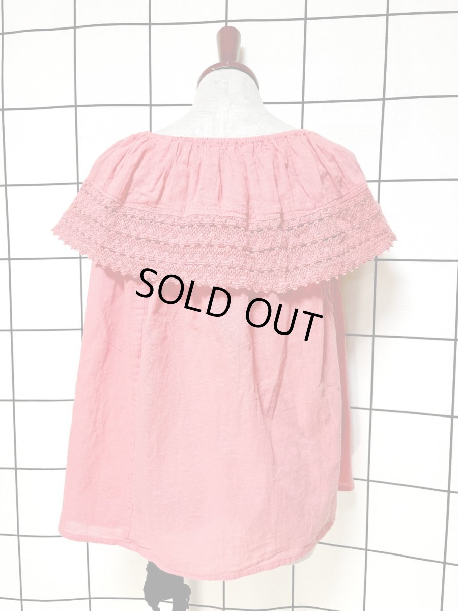 画像2: メキシカン刺繍 レース フォークロア レトロ 古着 メキシコ製 ヴィンテージ刺繍ブラウス (2)