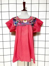 画像1: メキシカンお花刺繍 カラフルステッチ フォークロア レトロ USA古着 ヴィンテージ刺繍トップス (1)