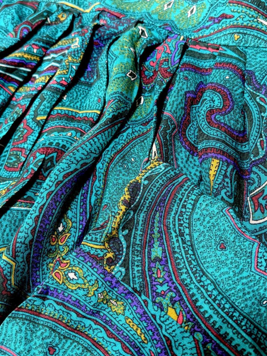 画像6: ペイズリー グリーン ウエストゴム レトロ USA古着 ヴィンテージスカート (6)