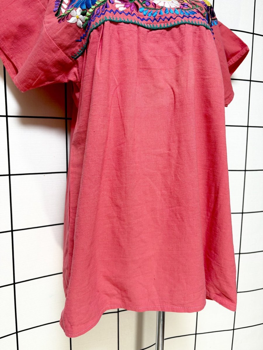 画像7: メキシカンお花刺繍 カラフルステッチ フォークロア レトロ USA古着 ヴィンテージ刺繍トップス (7)