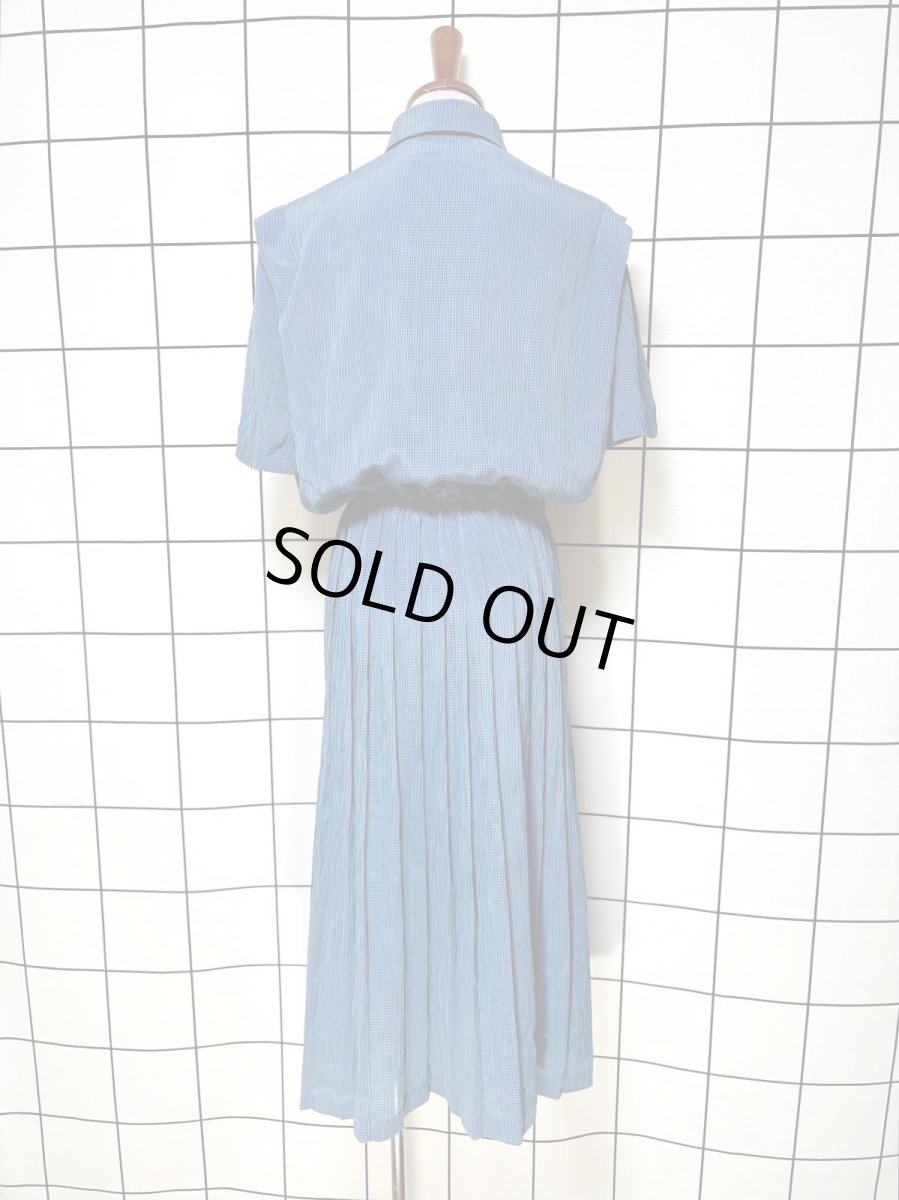 画像2: プリーツ切り替え チェック柄 ウエストゴム レトロ Guatemala 古着 ヴィンテージワンピース (2)