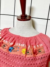 画像4: メキシカン刺繍 レース フォークロア レトロ 古着 メキシコ製 ヴィンテージ刺繍ブラウス (4)