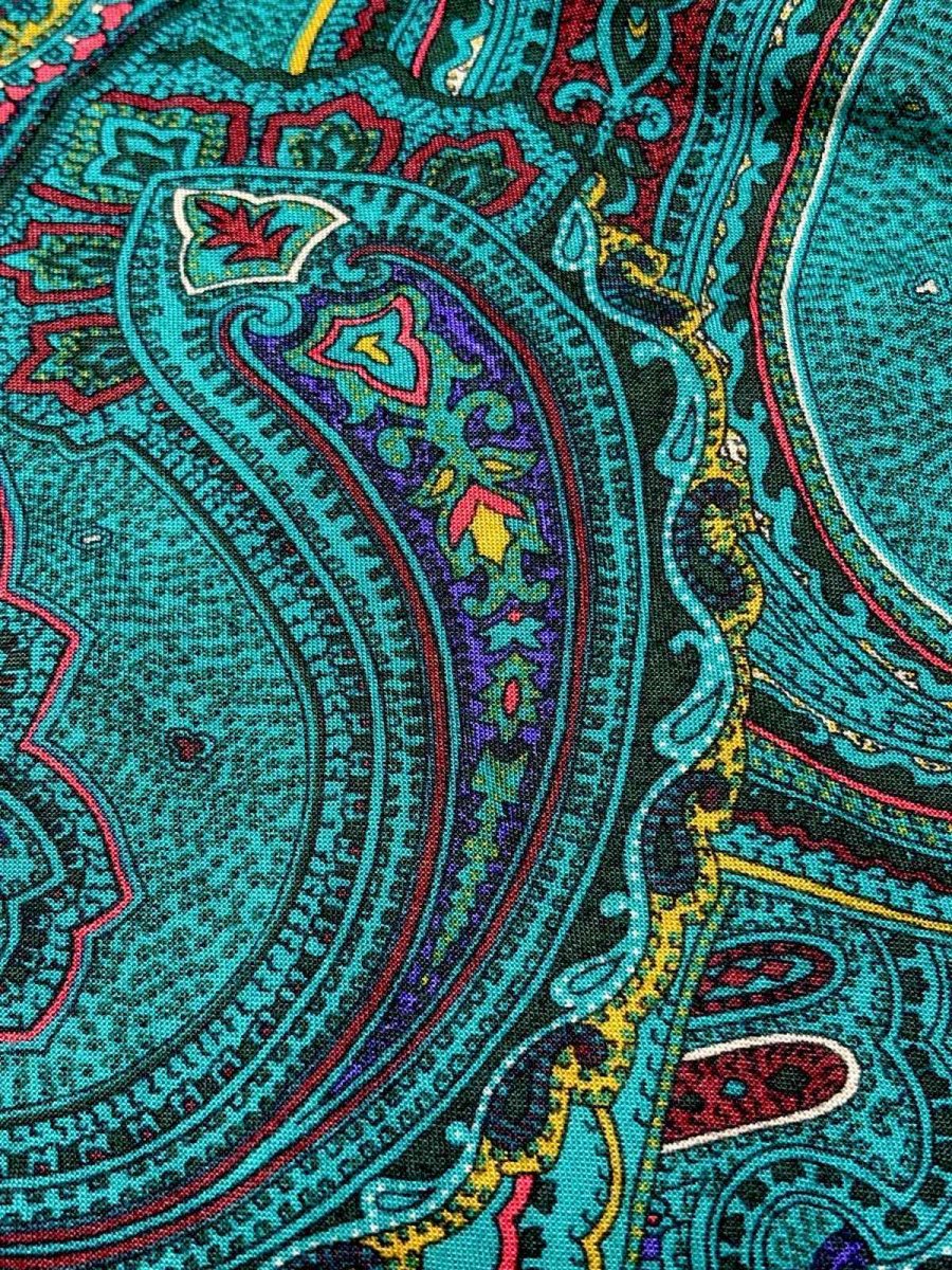 画像8: ペイズリー グリーン ウエストゴム レトロ USA古着 ヴィンテージスカート (8)