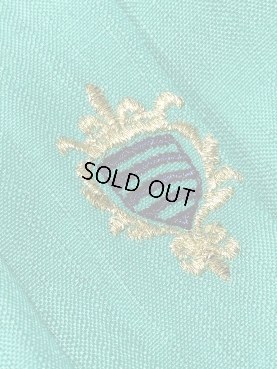 画像10: ワンポイント刺繍 グリーン 前開き 半袖 レトロ USA古着 ヴィンテージワンピース (10)