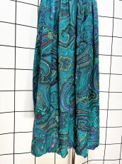 画像2: ペイズリー グリーン ウエストゴム レトロ USA古着 ヴィンテージスカート (2)