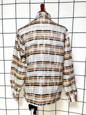 画像2: フランス製 ボーダー レトロ ヨーロッパ古着 シャツ ヴィンテージブラウス (2)