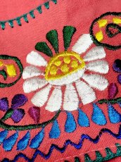 画像10: メキシカンお花刺繍 カラフルステッチ フォークロア レトロ USA古着 ヴィンテージ刺繍トップス (10)