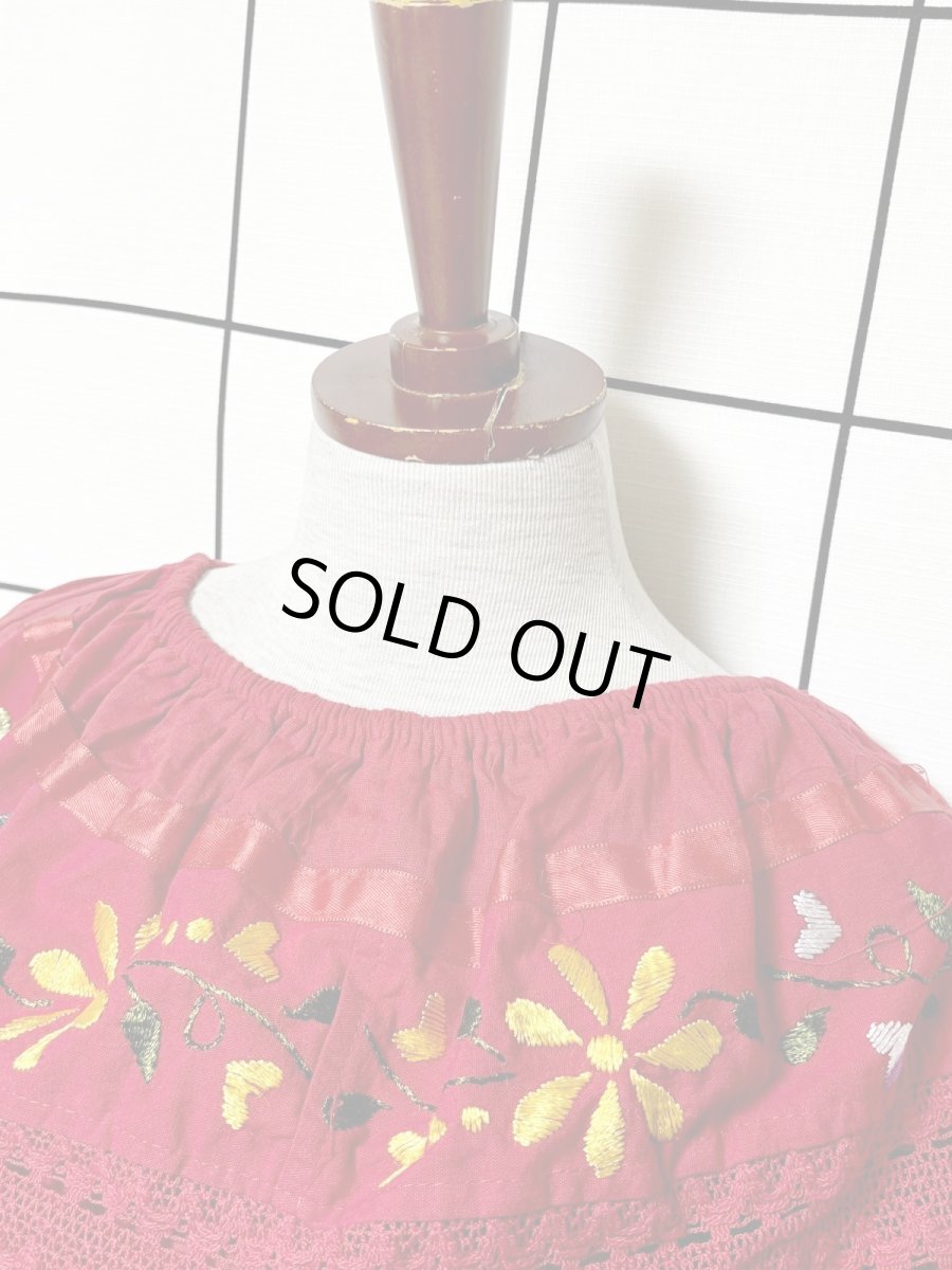 画像4: メキシカン刺繍 レース フォークロア レトロ 古着 メキシコ製 ヴィンテージ刺繍ブラウス (4)