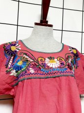 画像5: メキシカンお花刺繍 カラフルステッチ フォークロア レトロ USA古着 ヴィンテージ刺繍トップス (5)