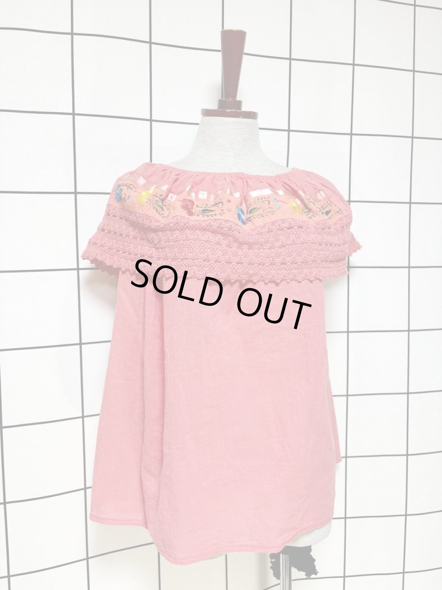 画像3: メキシカン刺繍 レース フォークロア レトロ 古着 メキシコ製 ヴィンテージ刺繍ブラウス (3)